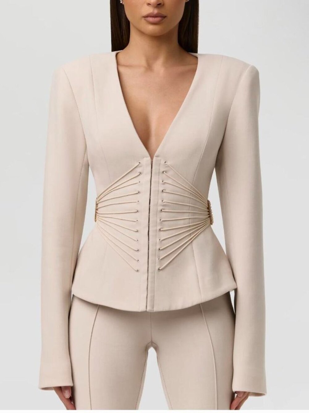 Naked Wardrobe 2-Piece Corset Blazer & Stirrup Legging Set -NWT